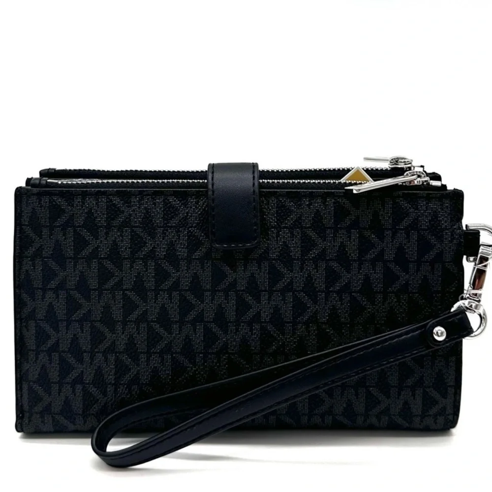 Michael Kors Large Double Zip Wallet Wristlet Black
